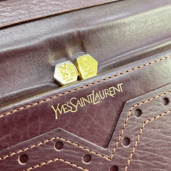 Authentic Yves Saint Laurent YSL Brown Leather Long Slim Wallet - Picture 10 of 13